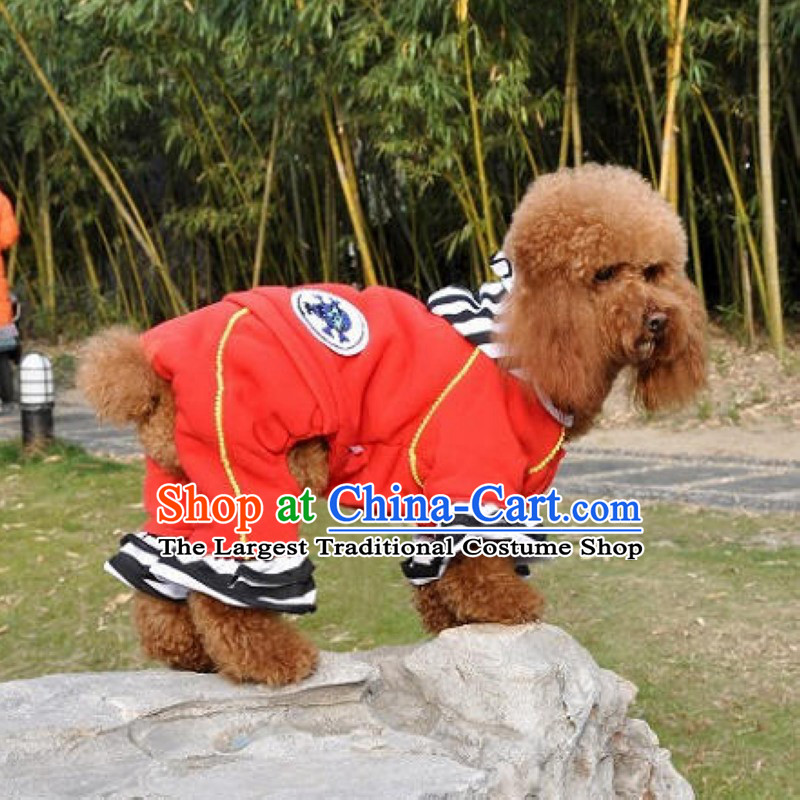 Chukchi autumn and winter clothing BO_01 pets warm and comfortable attire   Pets four legs chinese red cap back long 36_40CM 5_