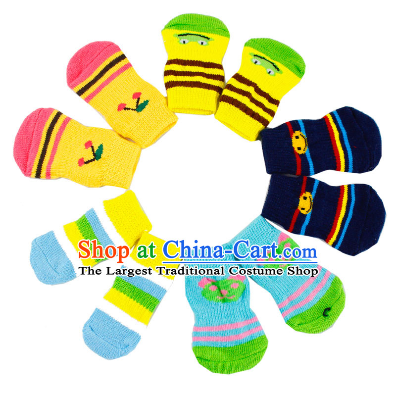 Seven_color housing pet dog socks socks kitten alike socks anti_slip warm colors with 4 Only the color of random random S_6.5_3.2cm