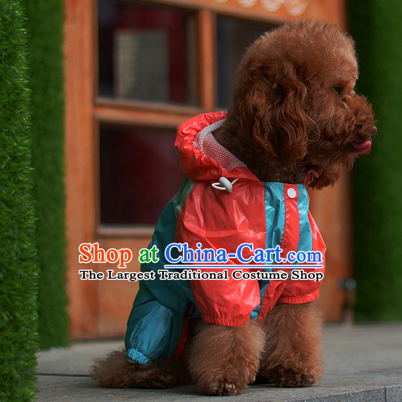 Dog rain clothes pets tedu four feet, raincoat waterproof rain poncho small dog dog raincoat C3A10 light blue 4 - Reference back long 30CM- chest 41-47CM,HI-PRO,,, shopping on the Internet