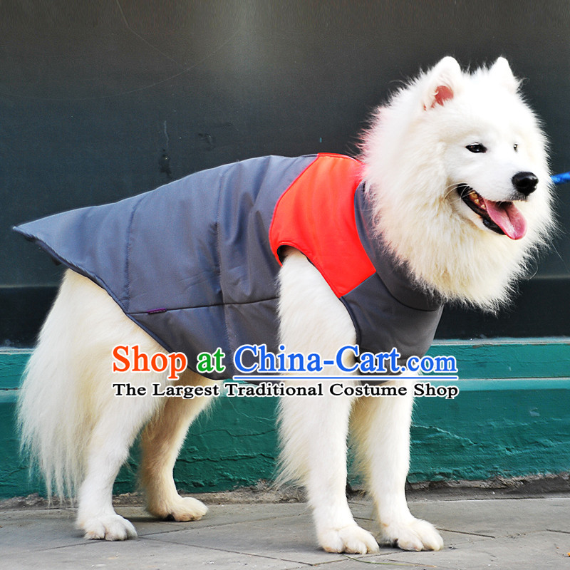 Pet dog warm winter clothing gross clothes Samoa Benaiah dogs in large dogs clothes vest orange 8_