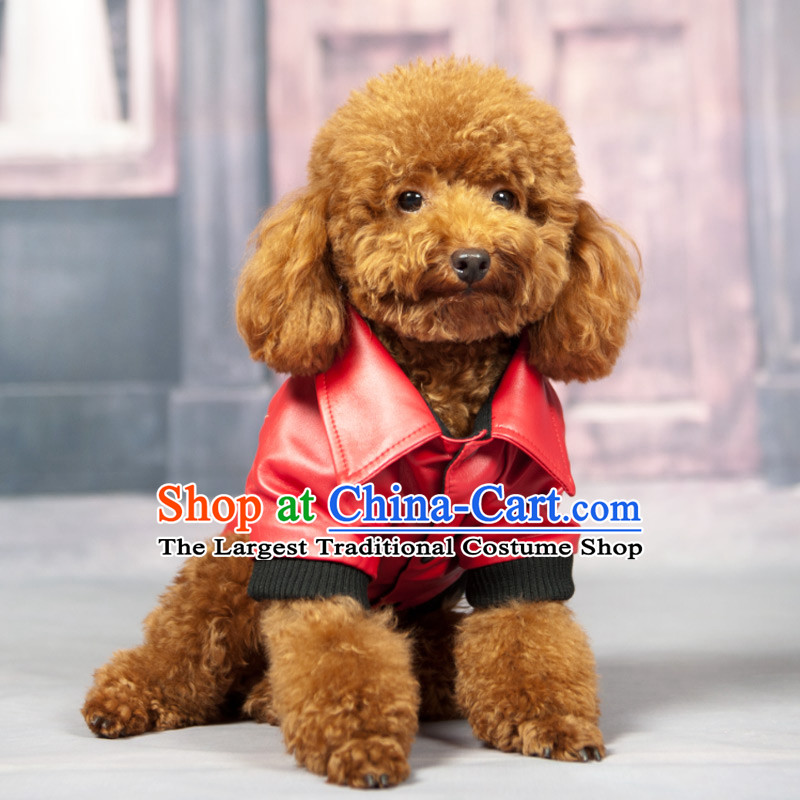 Dog clothes locomotive morph replacing Super Queen Mary autumn and winter leather garments pets dress tedu lapel leather garments (red) XXL- chest 51-57cm, Huayuan claptrap (hoopet) , , , shopping on the Internet