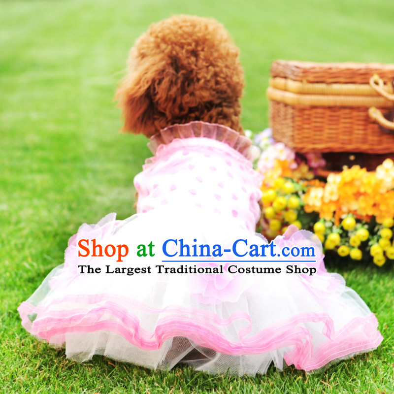 Pet dog skirt princess clothes wedding dress summer small dog dress spring and summer load 13Y0063G multi-tier bon bon vest (Bra Full heart-shaped) L-chest 40-44cm, Huayuan claptrap (hoopet) , , , shopping on the Internet