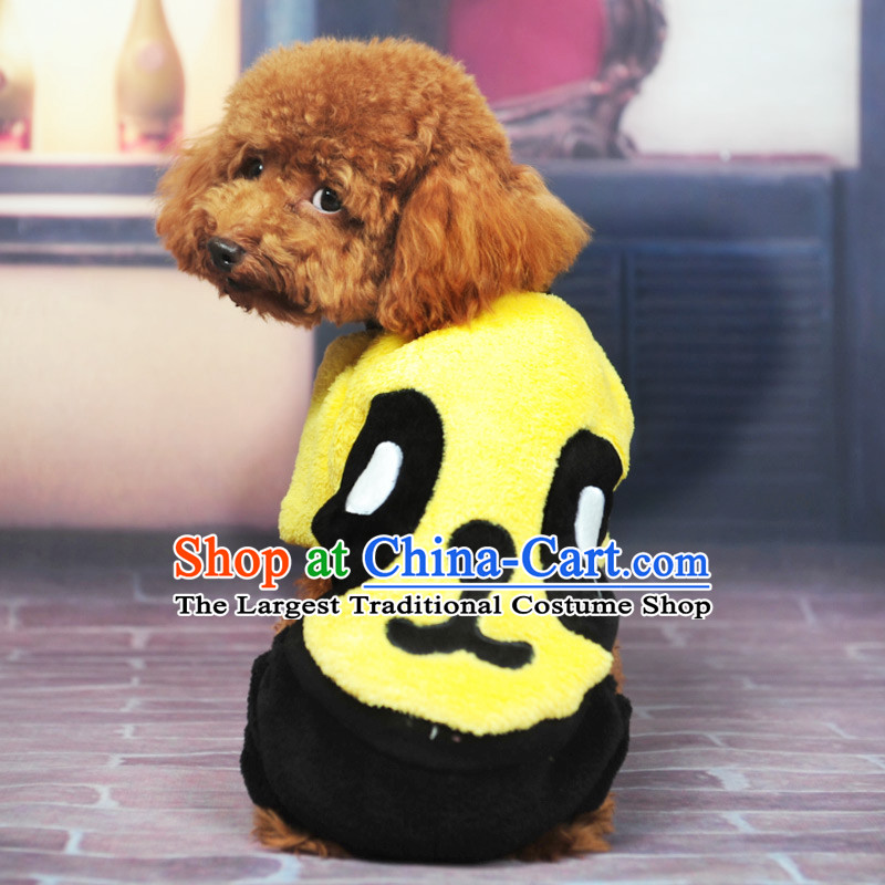 Pet dog clothes Fall_Winter Collections dress tedu than Xiong vip dog ?ta dog clothes coral panda four feet _Yellow_ XL_chest 46_57cm