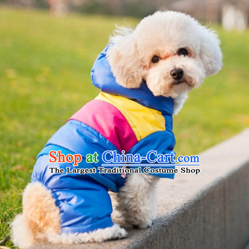 Four_Legged Dog replacing dogs clothes for autumn and winter clothing small dog pet dogs ãþòâ tedu puppies warm clothing Blue M_chest 40_44cm