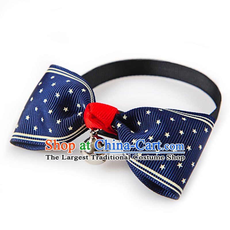 Huayuan hoopet a ring the bell to the British wind bow pet bow tie tedu kitten alike dog Clothing Accessories dark blue waves at S