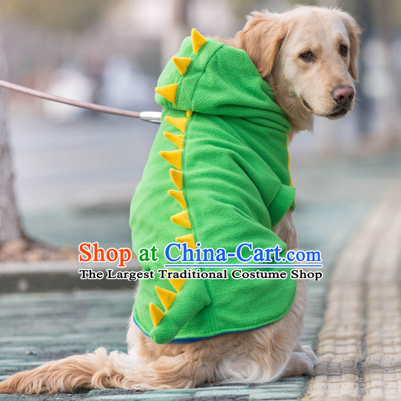 Huayuan pet dogs large clothes hoopet clothes morph replace spring and autumn warm clothes dog gross pet dress green dinosaur morph replacing 5XL_ 72_78cm chest