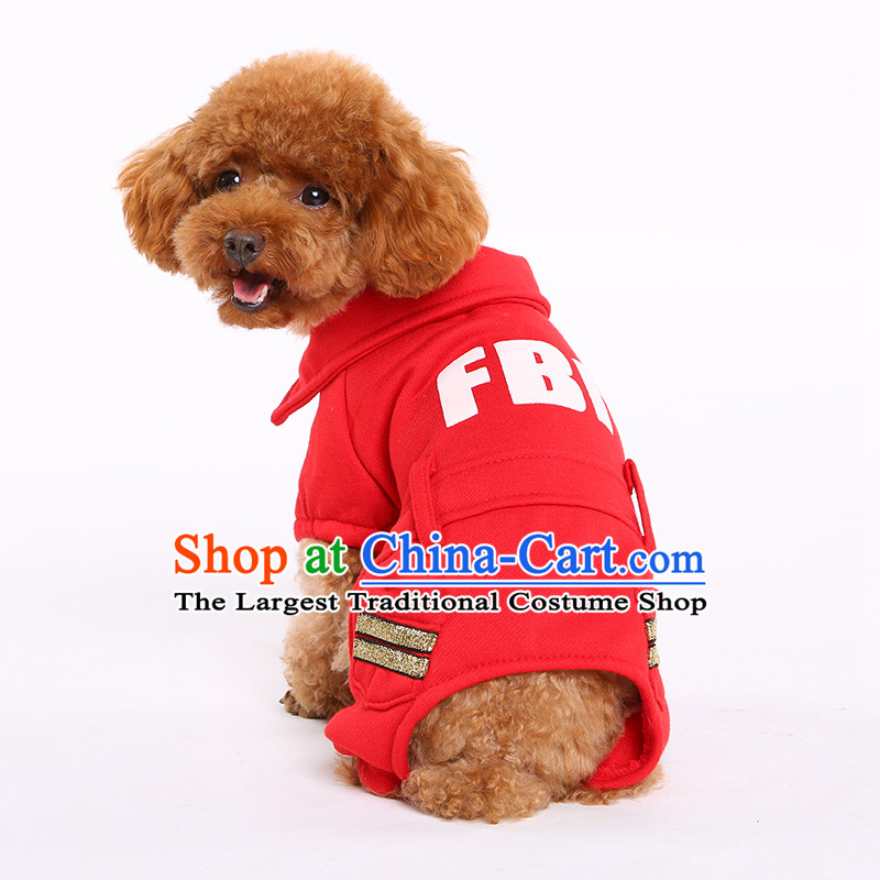 Hoopet dog clothes tedu FBI open four_Legged Dog Yi Fall_Winter Collections pet supplies red S_back long 20_25cm