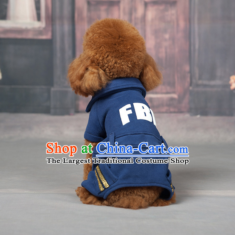 Hoopet dog clothes tedu FBI open four_Legged Dog Yi Fall_Winter Collections pet supplies navy blue S_back long 20_25cm