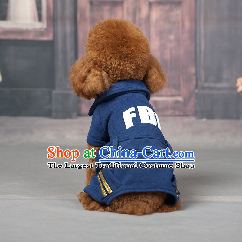 Hoopet dog clothes tedu FBI open four_Legged Dog Yi Fall_Winter Collections pet supplies Navy Blue M_back long 25_30cm
