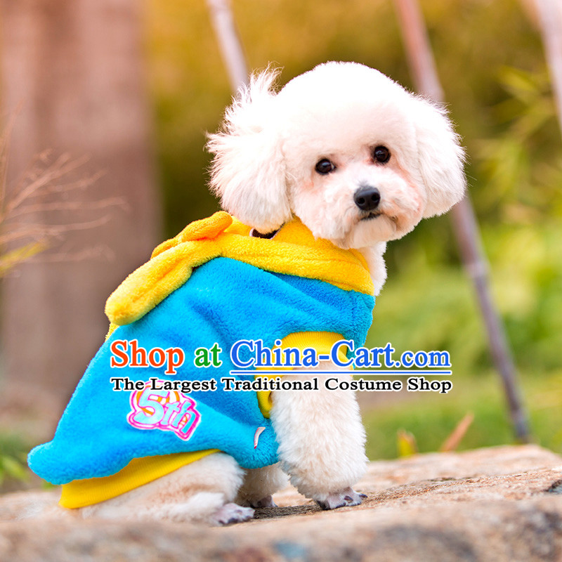 Huayuan hoopet pets clothes and rabbit morph replacing autumn and winter warm small dog dog clothes tedu 14Y0002G dress Blue + yellow and rabbit morph replacing XL_chest 46_50cm