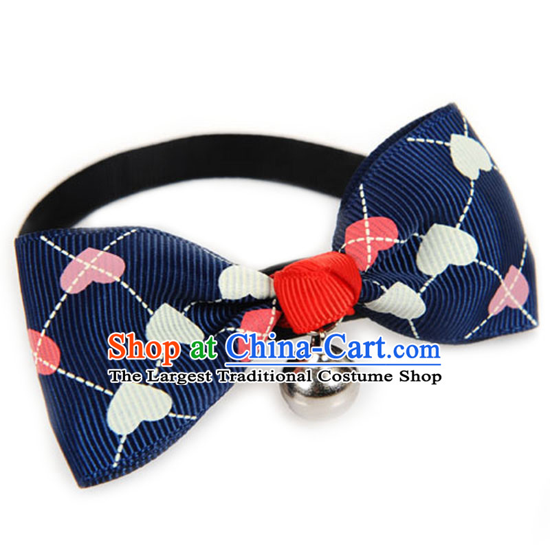 Huayuan hoopet a ring the bell to the British wind bow pet bow tie tedu kitten alike dog Clothing Accessories blue love S
