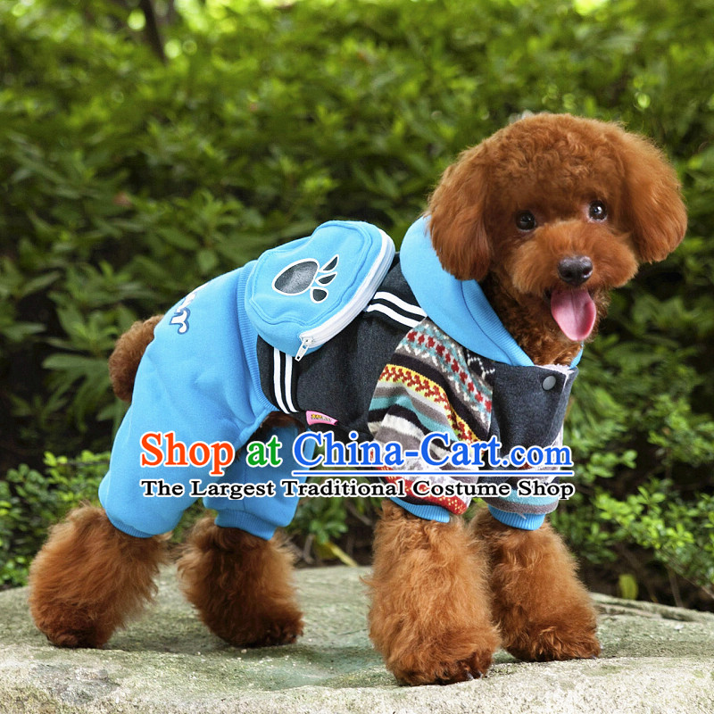 Chukchi 2015 backpack forest dog clothes pet dog clothing and autumn and winter clothing four boxed tedu chihuahuas Blue M_medium