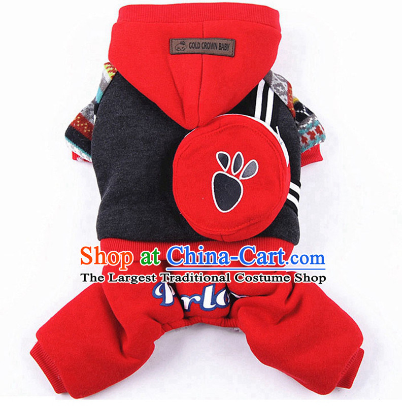 Chukchi dog pets in the winter clothing fashions ãþòâ cotton coat four legs robe warm tedu pet supplies backpack forest _ RED S 2_3 catty