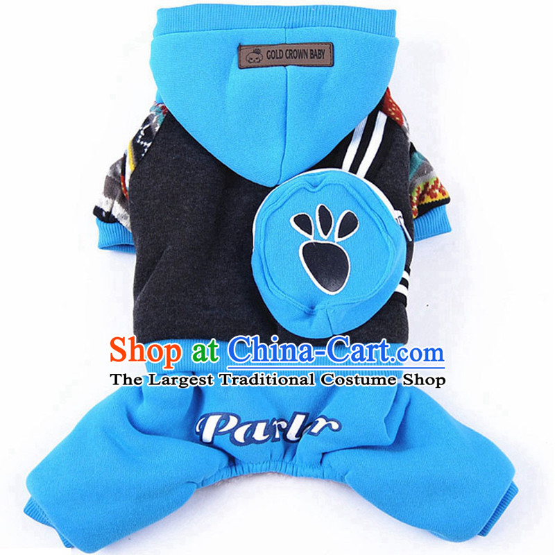 Chukchi dog pets in the winter clothing fashions ãþòâ cotton coat four legs robe warm tedu pet supplies backpack forest _ Blue S 2_3 catty