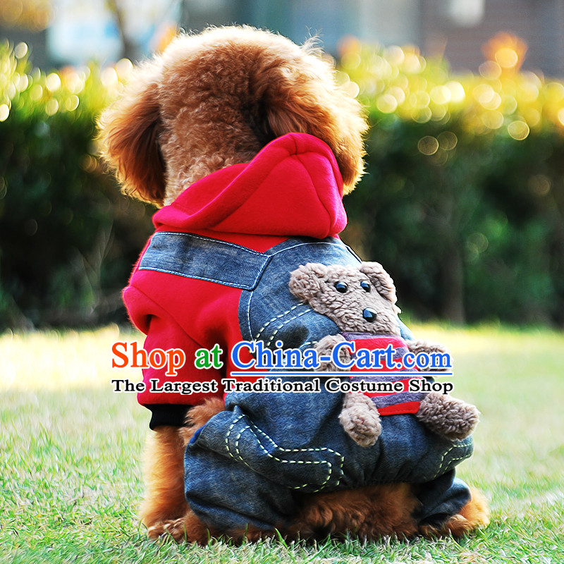 Dog clothes dog Hiromi than Xiong vip tedu dog_footed clothes pet supplies load autumn and winter clothing c.o.d. coral red 2 chest 34cm back long 24cm 3 catties of weight