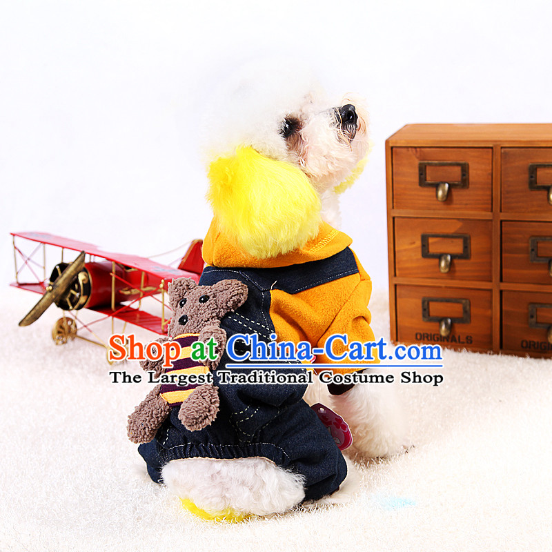 Dog clothes dog Hiromi than Xiong vip tedu dog_footed clothes pet supplies load autumn and winter clothing c.o.d. yellow 3 chest 40cm back long 27cm 5 catties of weight