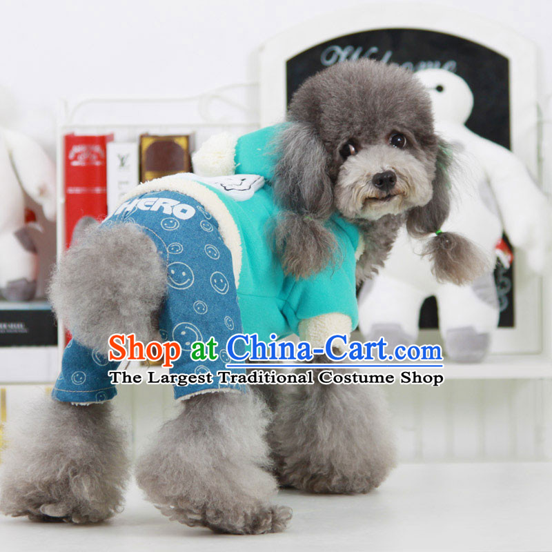 The pet dogs madden Mak dog clothes Fall_Winter Collections of four_footed yi small and medium_sized dog cotton wool sweater revealed the four pin No. 5 blue clothes chest 54_ back long 41cm