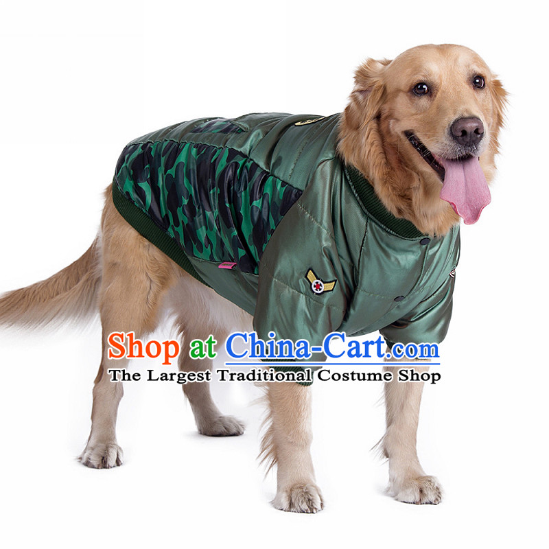 Chukchi camouflage Sunshine Large dog_clothing pet dog dress clothes Fall_Winter Collections of large dogs under my warm winter clothing 36_ Green