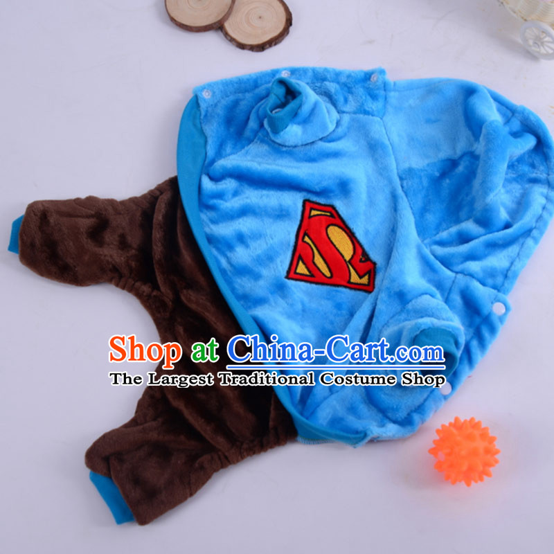 Dog clothes pet clothes chihuahuas VIP than Xiong tedu clothes dog puppies Fall_Winter Collections of four_footed costumes pet supplies blue_footed Superman L about suitable 2_4 catty