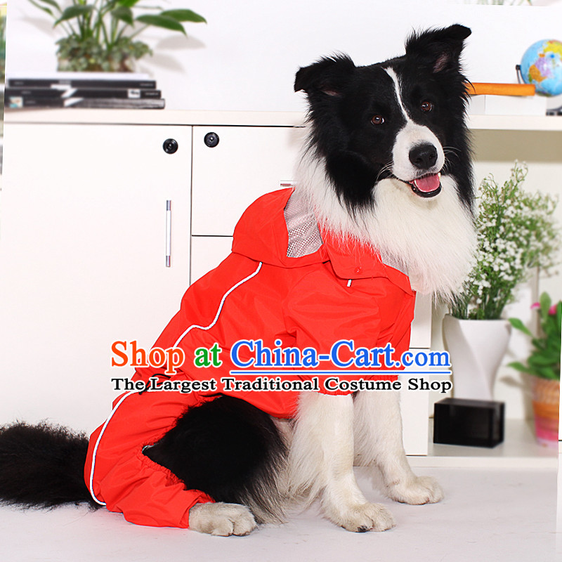 Pets allowed four feet, dog raincoat gross in Samoa large dog raincoat pets spring and summer clothing new red 3_11A, ASIA