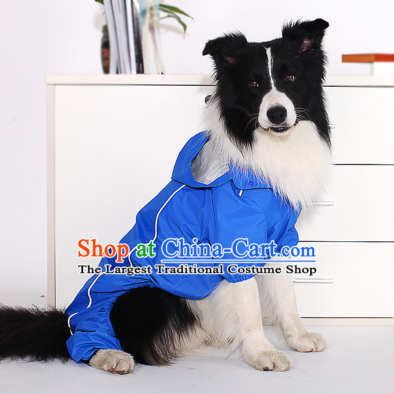 Pets allowed four feet, dog raincoat gross in Samoa large dog raincoat pets spring and summer clothing new deep blue 14 Gauge