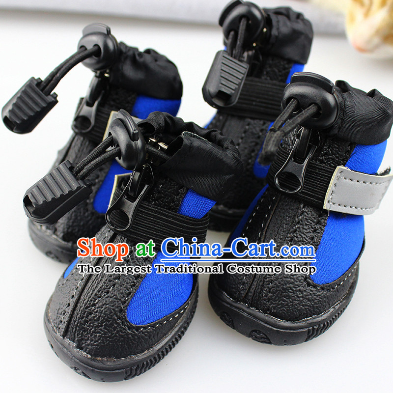 Dog rain shoes pets shoes Jia Mei Lok_PET waterproof shoe tedu anti_slip snowshoes large dog shoes Classic Blue 5