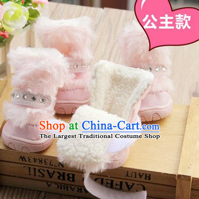 Pets are looking cotton shoes dog snowshoeing tedu waterproof non_slip shoes dog autumn and winter Warm shoe pink with drill no. 1 Cotton Shoes
