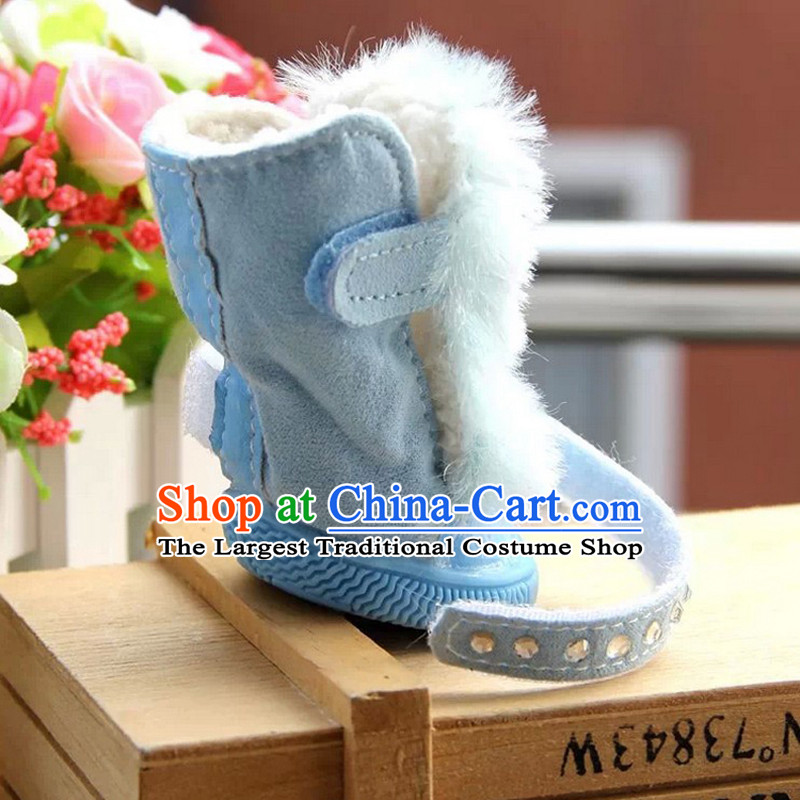 Pets are looking cotton shoes dog snowshoeing tedu waterproof non_slip shoes dog autumn and winter Warm shoe light blue with bore cotton shoes 1