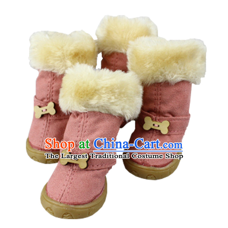 Dog shoes winter pet dog terry shoes snowshoeing shoes No. 5 pink roses