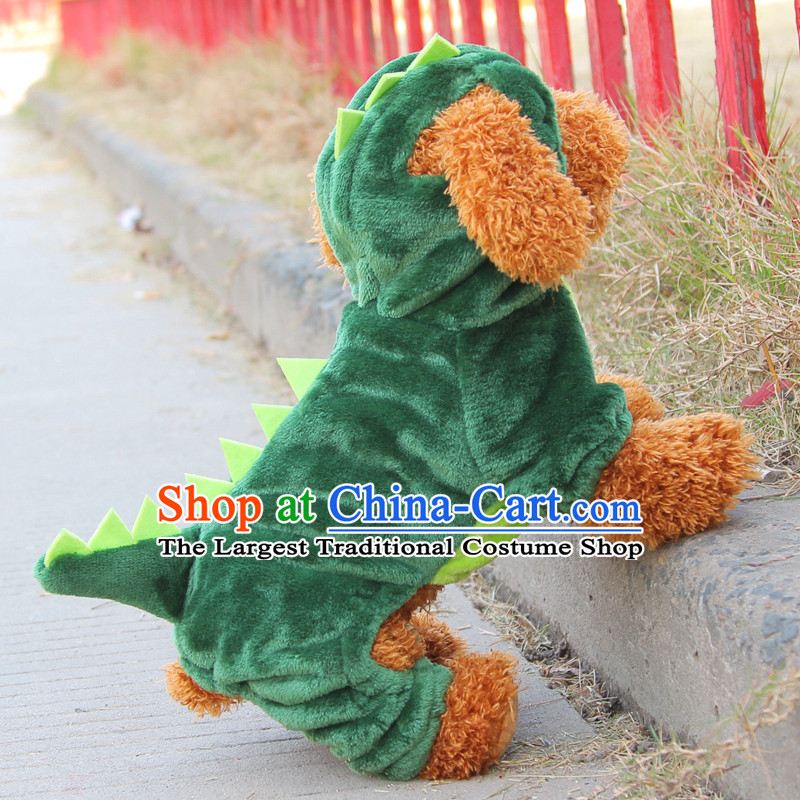 Zen claptrap dinosaur morph connecting cap cotton coat cotton pet tedu VIP Xiong dog clothes than four-legged spring loaded yi dark green M Back Long 27cm, nine pets , , , shopping on the Internet