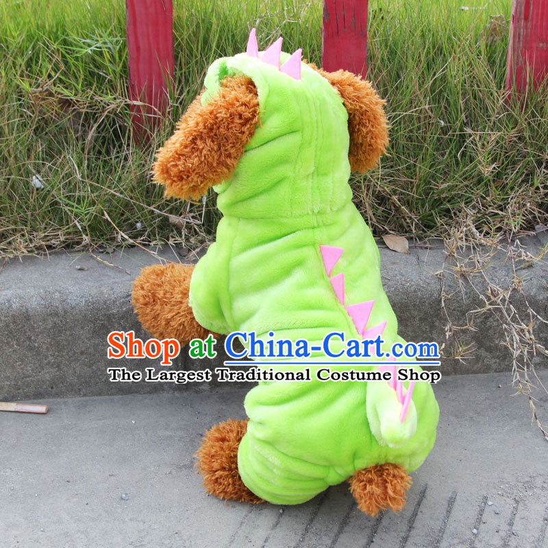 Zen claptrap dinosaur morph connecting cap cotton coat cotton pet tedu VIP Xiong dog clothes than four-legged spring loaded yi dark green M Back Long 27cm, nine pets , , , shopping on the Internet