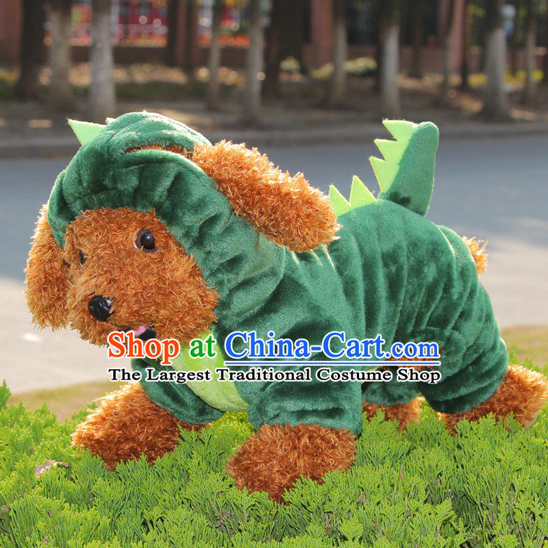 Zen claptrap dinosaur morph connecting cap cotton coat cotton pet tedu VIP Xiong dog clothes than four-legged spring loaded yi dark green M Back Long 27cm, nine pets , , , shopping on the Internet