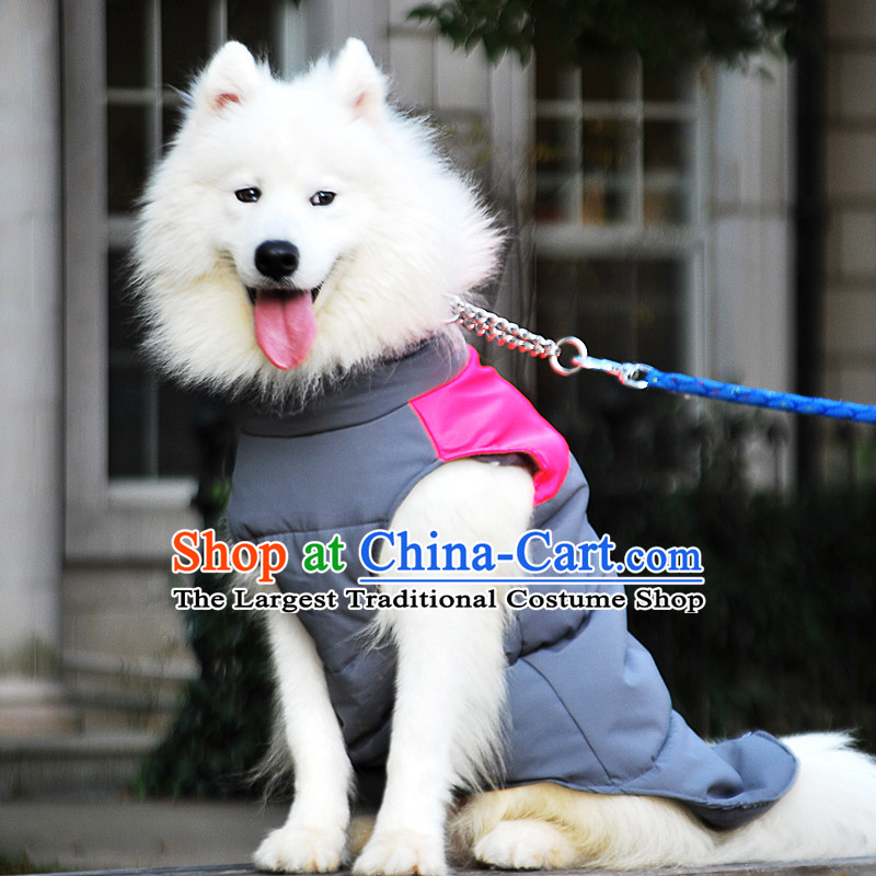 Pet dog warm winter clothing gross clothes Samoa Benaiah dogs in large dogs clothes, a Magenta 10_