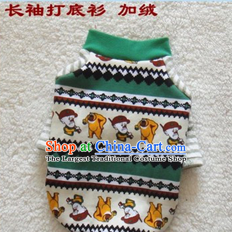 Yet thick pet clothing claptrap winter white cartoon forming the Netherlands Xiong VIP tedu than the lint_free cotton dog warm clothes No. 1 green stripes cartoon _lint_free_ M