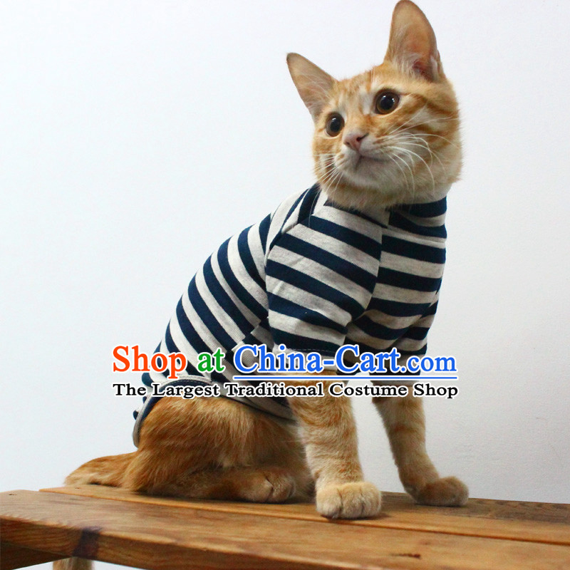 Cat clothes kitten alike home services cat David cats cat clothes high collar dark blue stripes L, Blue Lai , , , shopping on the Internet