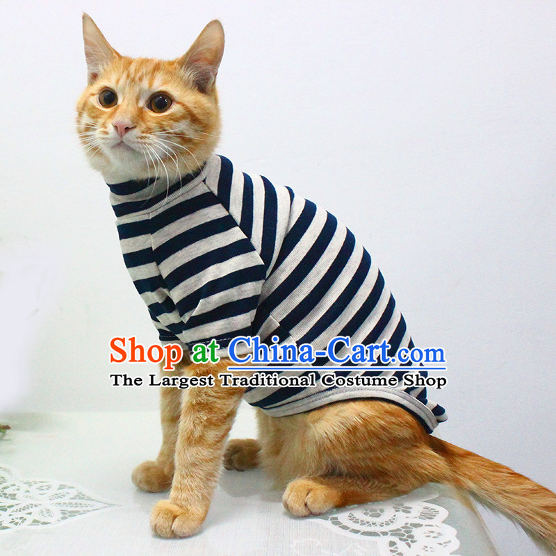 Cat clothes kitten alike home services cat David cats cat clothes high collar dark blue stripes L, Blue Lai , , , shopping on the Internet