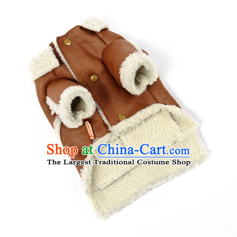 Hua Yuan hoopet dog brown jacket for autumn and winter warm lamb, Shui Suet gross dog clothes pet apparel tedu VIP Apparel dog Lamb Wool jacket L_chest 40_44cm