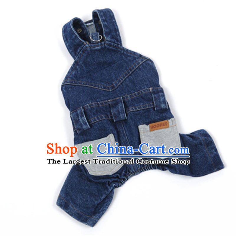 Huayuan hoopet pets jeans denim dress couples with the autumn and winter clothing four feet dogs replace tedu costumes, Shui Suet Jumpsuits blue denim jumpsuits XL_back long 33_38cm