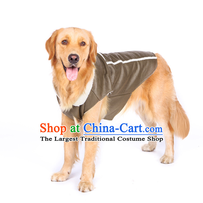 Hoopet Huayuan large dog pet lamb gross cotton jacket gross Samoa and dog clothes, taxi, Alaska large dogs dark green jacket 4XL_ Lamb Wool chest 68_72cm