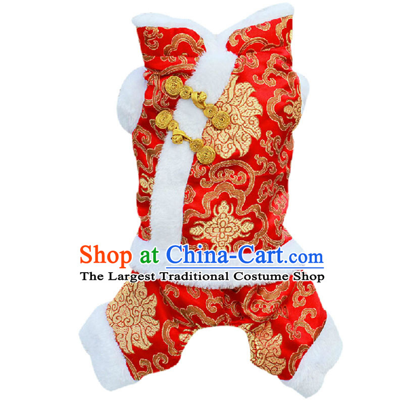 Pet dog clothes autumn and winter clothing pets in the new year four feet, Tang dynasty tedu VIP ?ta goodies snow, Shui than Xiong Chihuahuas Bai Nian Red XS_ about suitable for 1_3_ through the catty