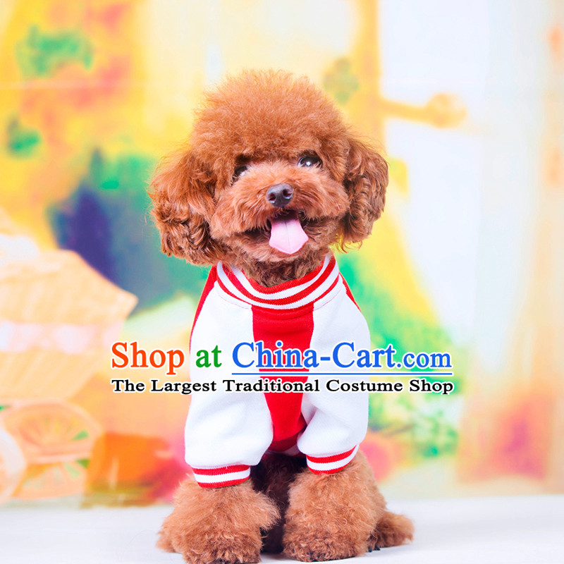 Hua Yuan hoopet autumn and winter tedu than Xiong vip sweater baseball Services Pet cotton red and white M_chest 36_40cm