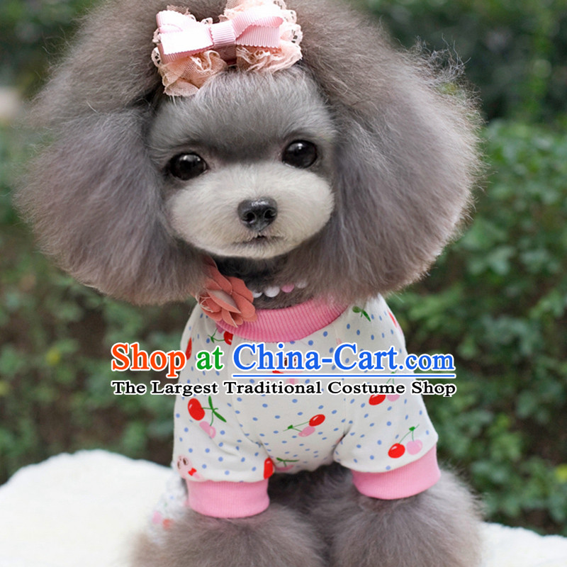 Pet dog clothes tedu VIP than Hiromi Dress Bear small fresh pyjama trousers 15040 pink cherry L