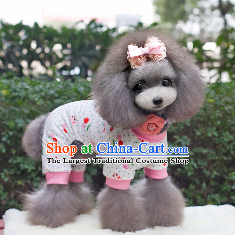 Pet dog clothes tedu VIP than Hiromi Dress Bear small fresh pyjama trousers 15040 pink cherry L, day grace shopping on the Internet has been pressed.