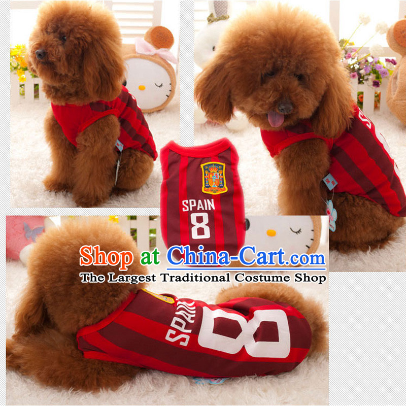 Madden pets dogs tedu vip spring and summer New World Cup Football vest dog clothes red bar Spain s breast 35 Back Long 25