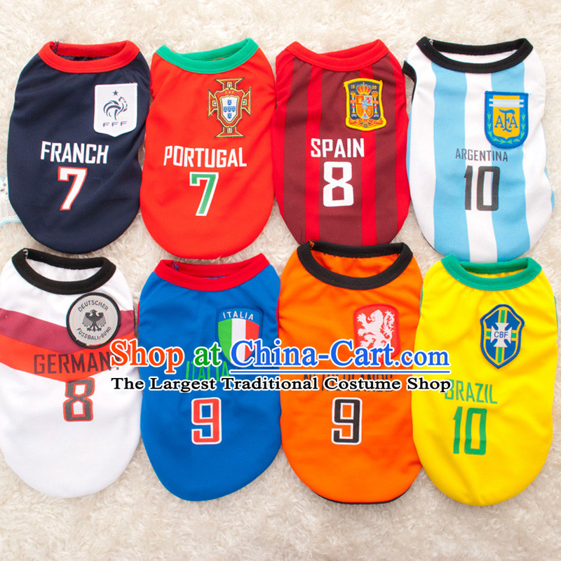 Madden pets dogs tedu vip spring and summer New World Cup Football vest dog clothes red bar Spain s breast 35 back long 25, Mr beans (madden) , , , shopping on the Internet