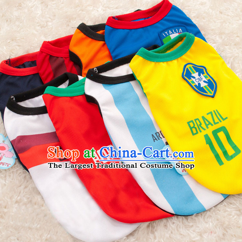 Madden pets dogs tedu vip spring and summer New World Cup Football vest dog clothes red bar Spain M of brassieres 40 back long 30, Mr beans (madden) , , , shopping on the Internet