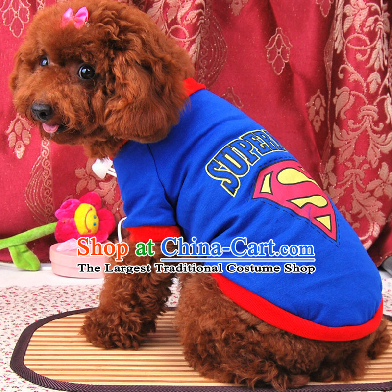 Madden pets dogs Superman clothes Superman T_shirt vip tedu dog clothes blue XL chest 47 Back Long 33