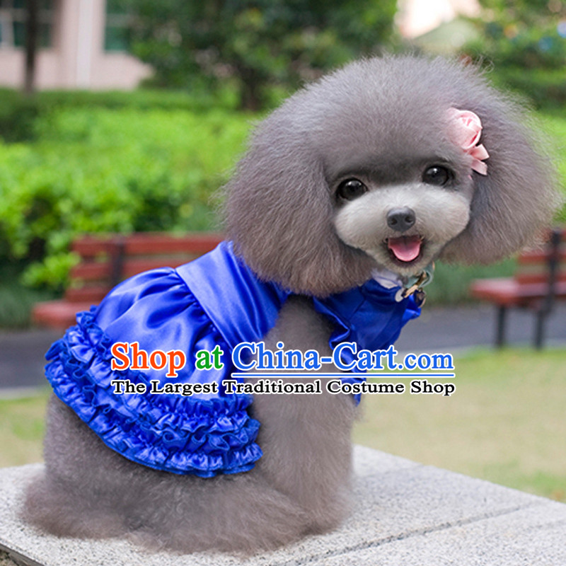 Pet dog spring and summer clothing dog clothes Lolita lamings skirt tedu than Xiong VIP Hiromi dress Blue M, Blue Lai , , , shopping on the Internet