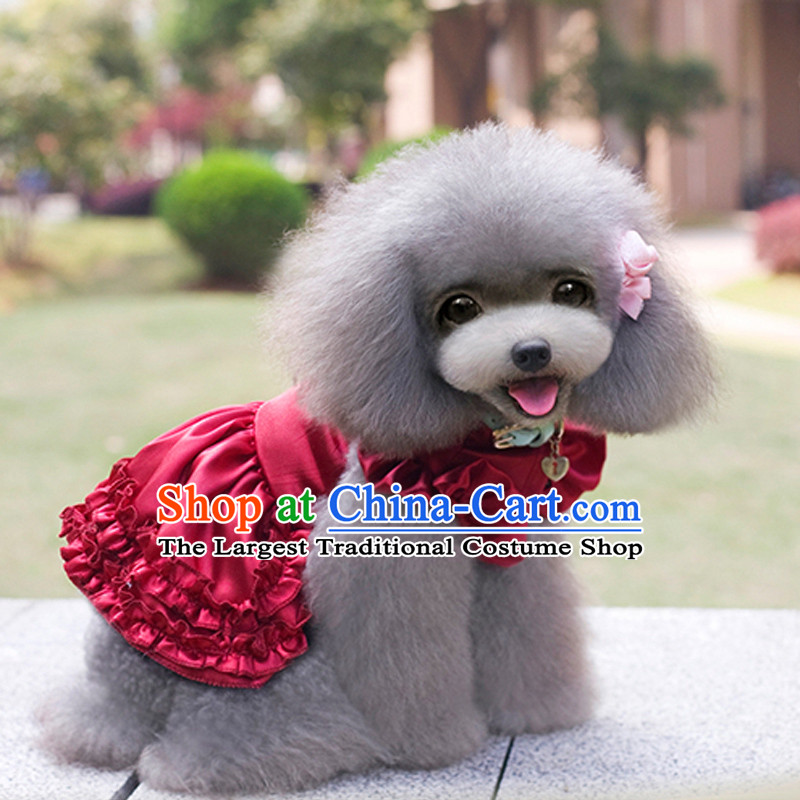 Pet dog spring and summer clothing dog clothes Lolita lamings skirt tedu than Xiong VIP Hiromi dress wine red S, Blue Lai , , , shopping on the Internet