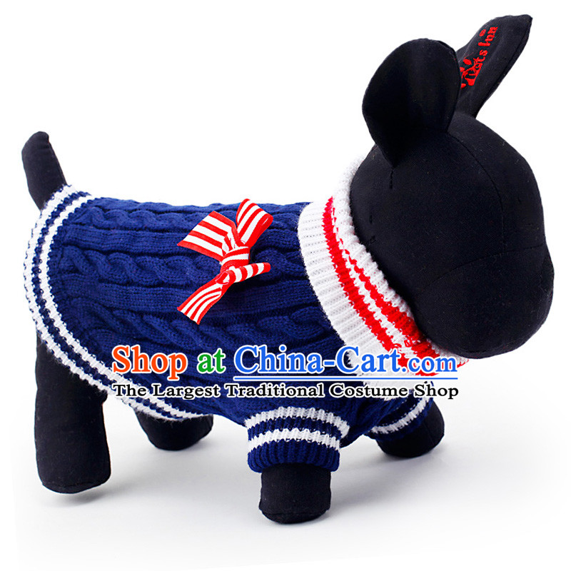 Petcircle dog clothes Thick feet pet clothes for autumn and winter new sweater tedu gross than Xiong chihuahuas cats and dogs supplies navy clothes Sweater _ Blue XS